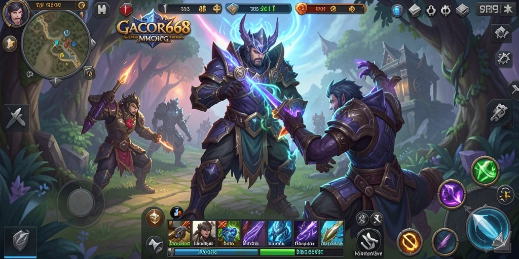Tangkapan layar GACOR668 menampilkan aksi seru dalam pertempuran MMORPG.