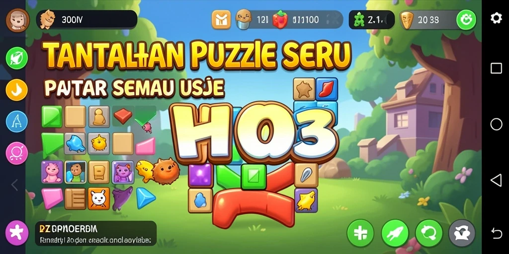 Screenshot gameplay H03 yang menunjukkan level Puzzle yang menantang.