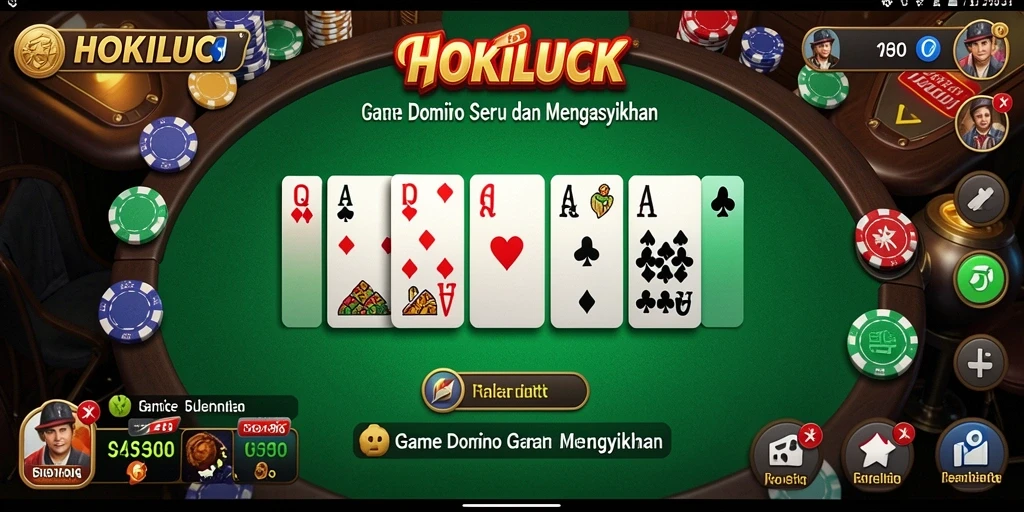 Screenshot HOKILUCK menampilkan keseruan permainan Domino yang dinamis.