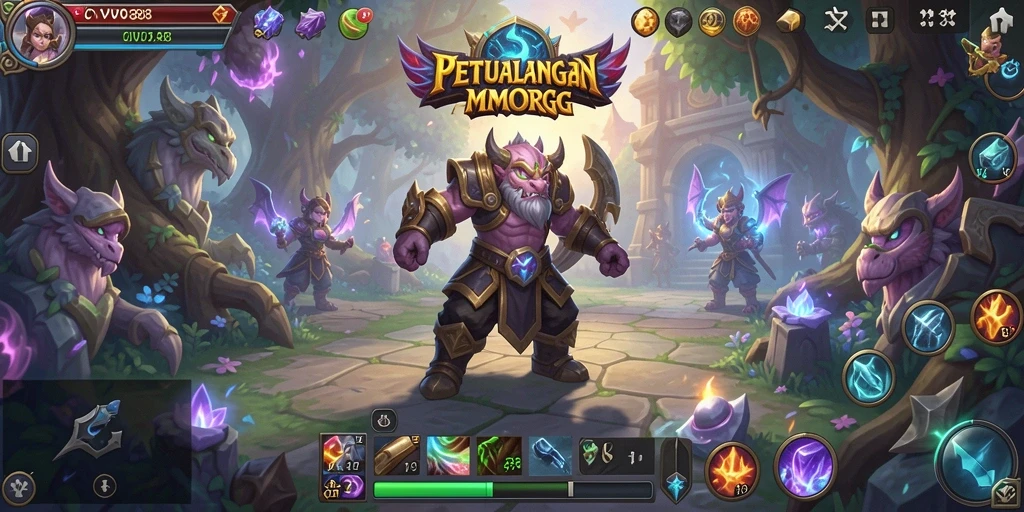 Screenshot utama OVO88 menampilkan aksi seru dalam pertarungan MMORPG.