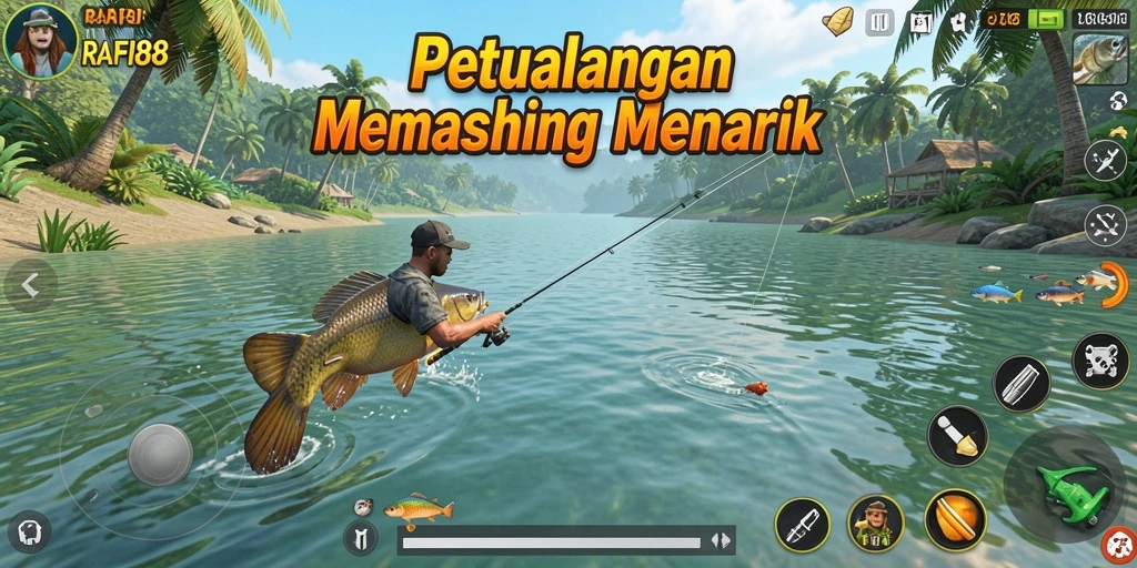 Tampilan gameplay memancing yang menarik di RAFI88.