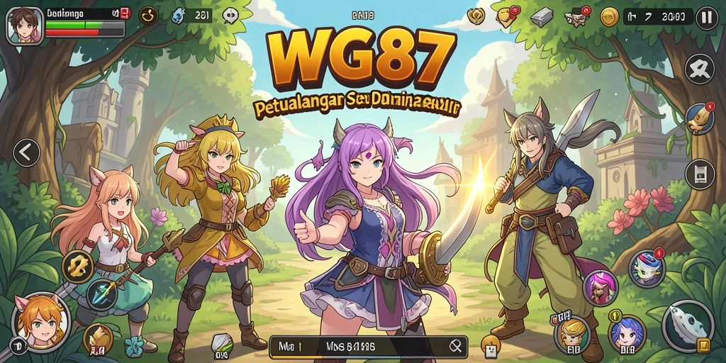 Screenshot utama WG87 menampilkan pertarungan epik dalam dunia Anime.