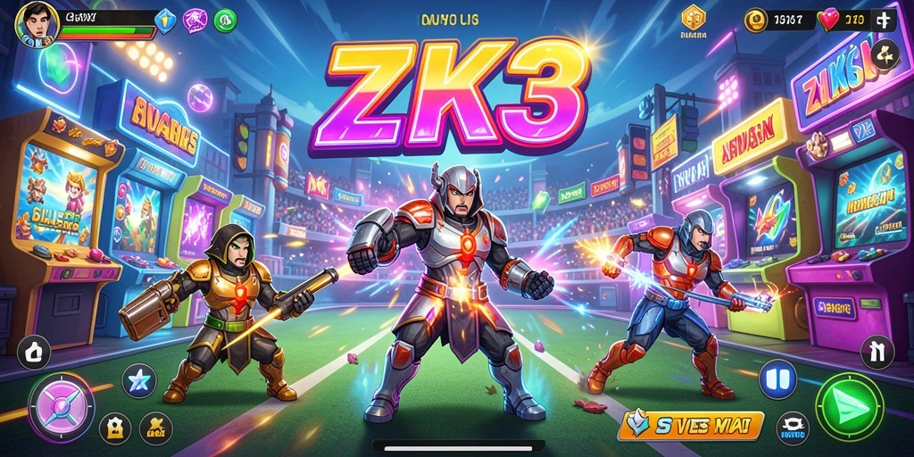 Tampilan screenshot ZK3 menampilkan aksi permainan Arcade yang mengasyikkan.